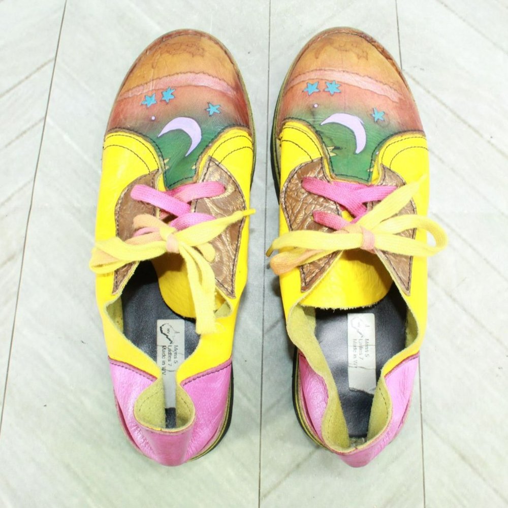 *Unbranded Unisex Multicolor Leather Slip On Lace Up Casual Oxford Shoes Size 7 - Picture 7 of 9